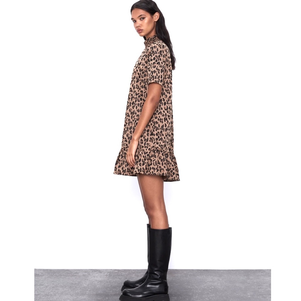 NWT Zara Leopard Print Jacquard Dress - Picture 4 of 8
